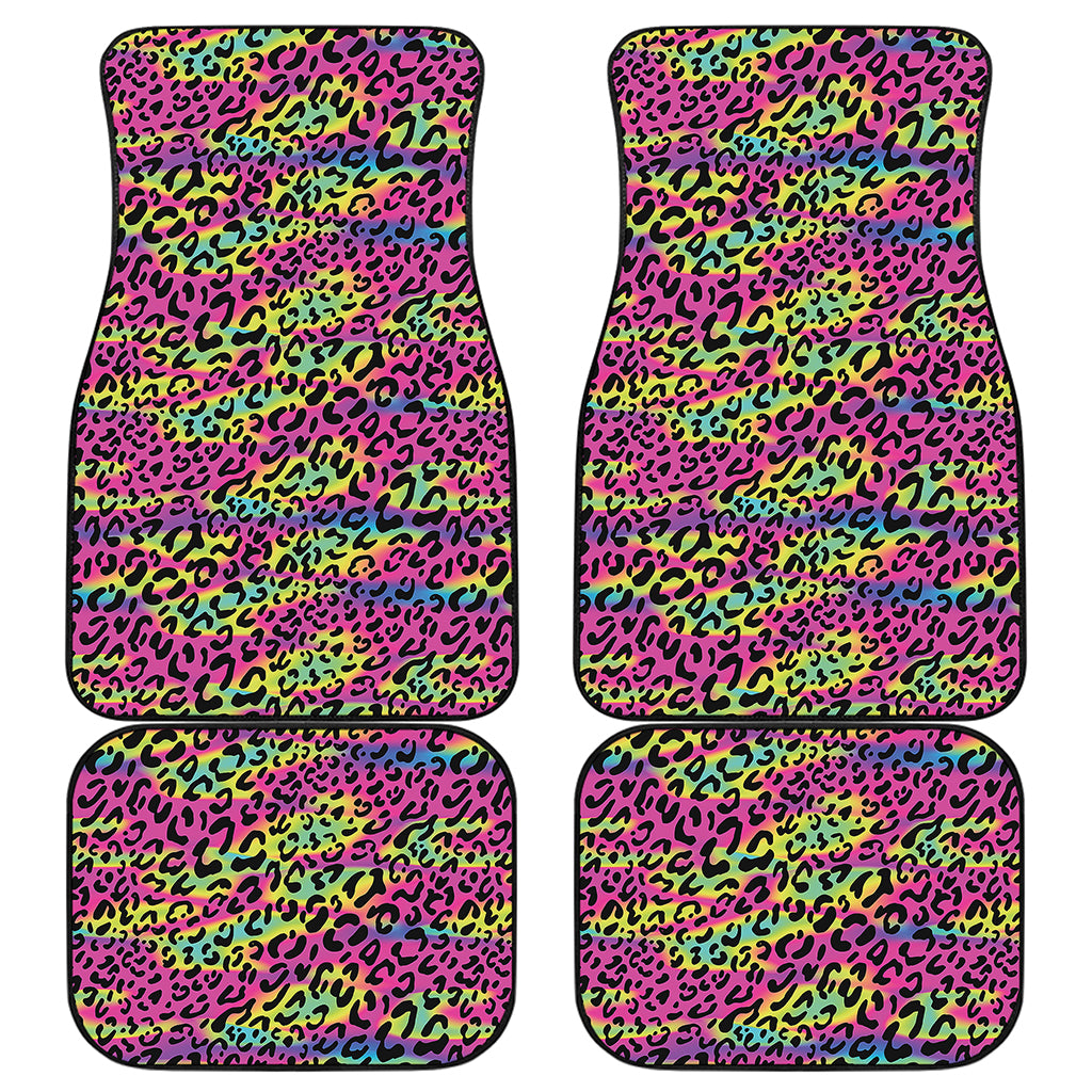 Trippy Psychedelic Leopard Print Front and Back Car Floor Mats