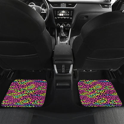 Trippy Psychedelic Leopard Print Front and Back Car Floor Mats