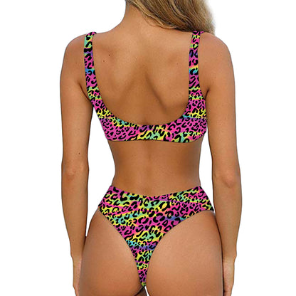Trippy Psychedelic Leopard Print Front Bow Tie Bikini