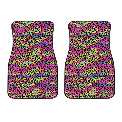 Trippy Psychedelic Leopard Print Front Car Floor Mats