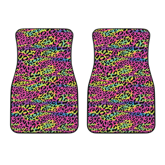 Trippy Psychedelic Leopard Print Front Car Floor Mats