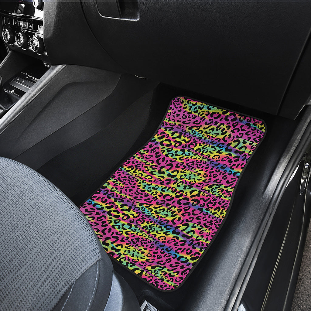 Trippy Psychedelic Leopard Print Front Car Floor Mats