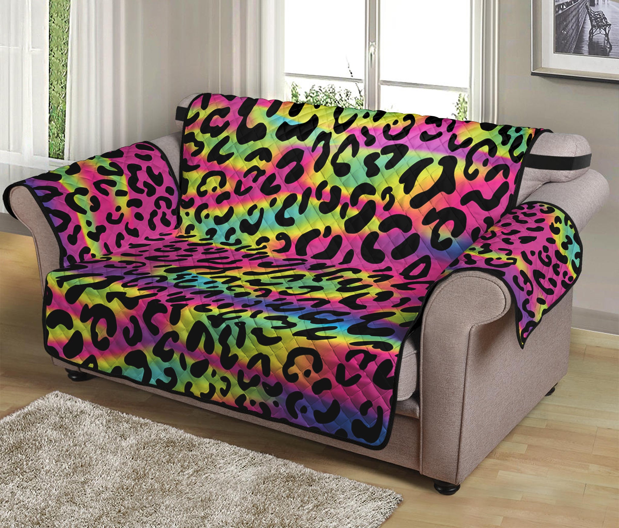 Trippy Psychedelic Leopard Print Loveseat Protector