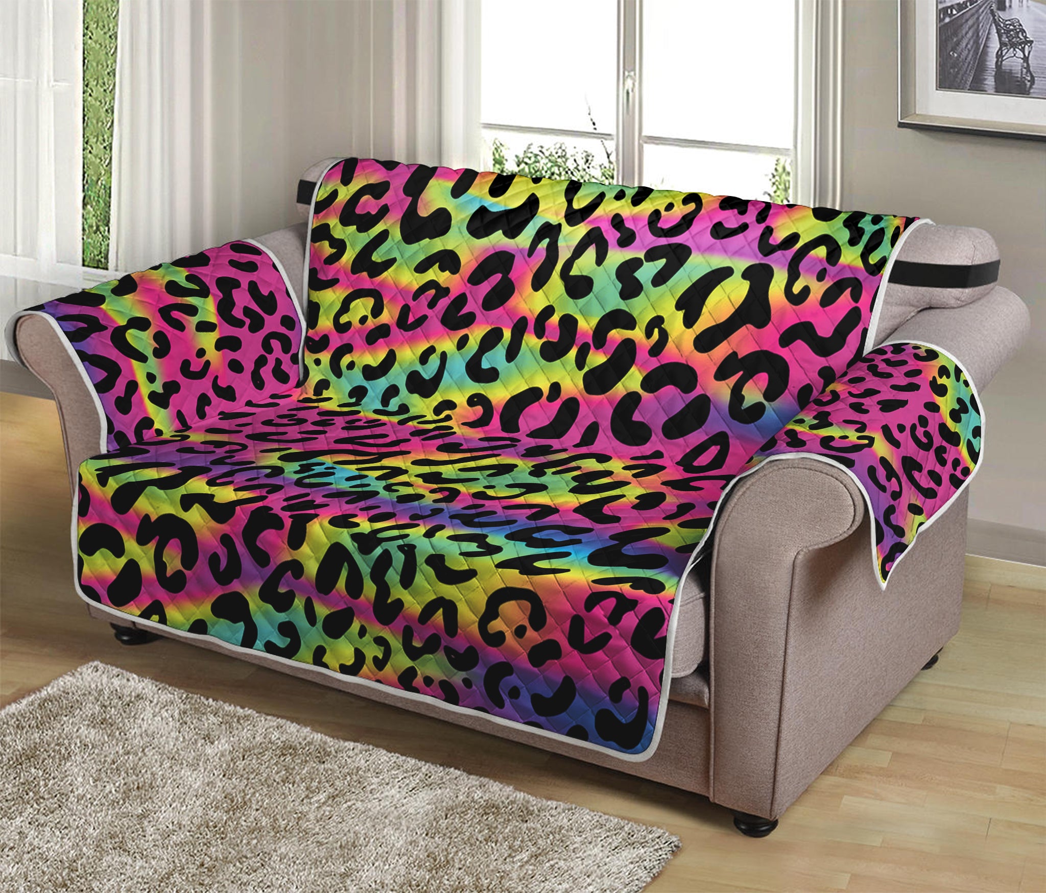 Trippy Psychedelic Leopard Print Loveseat Protector