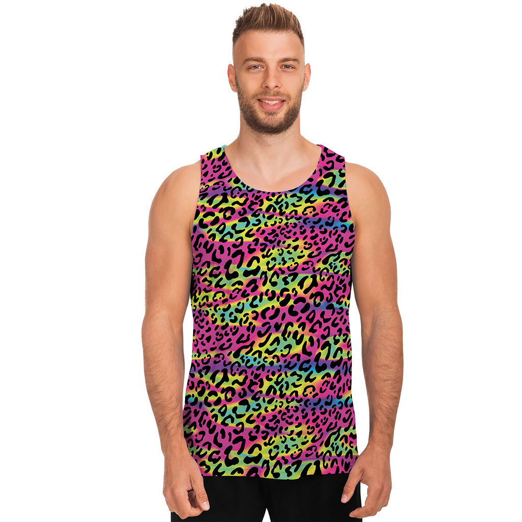 Trippy Psychedelic Leopard Print Men's Tank Top
