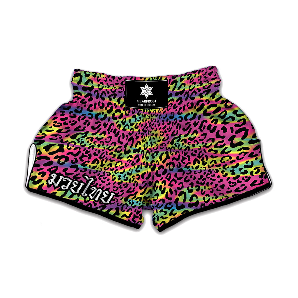 Trippy Psychedelic Leopard Print Muay Thai Boxing Shorts
