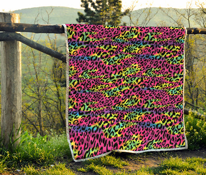 Trippy Psychedelic Leopard Print Quilt