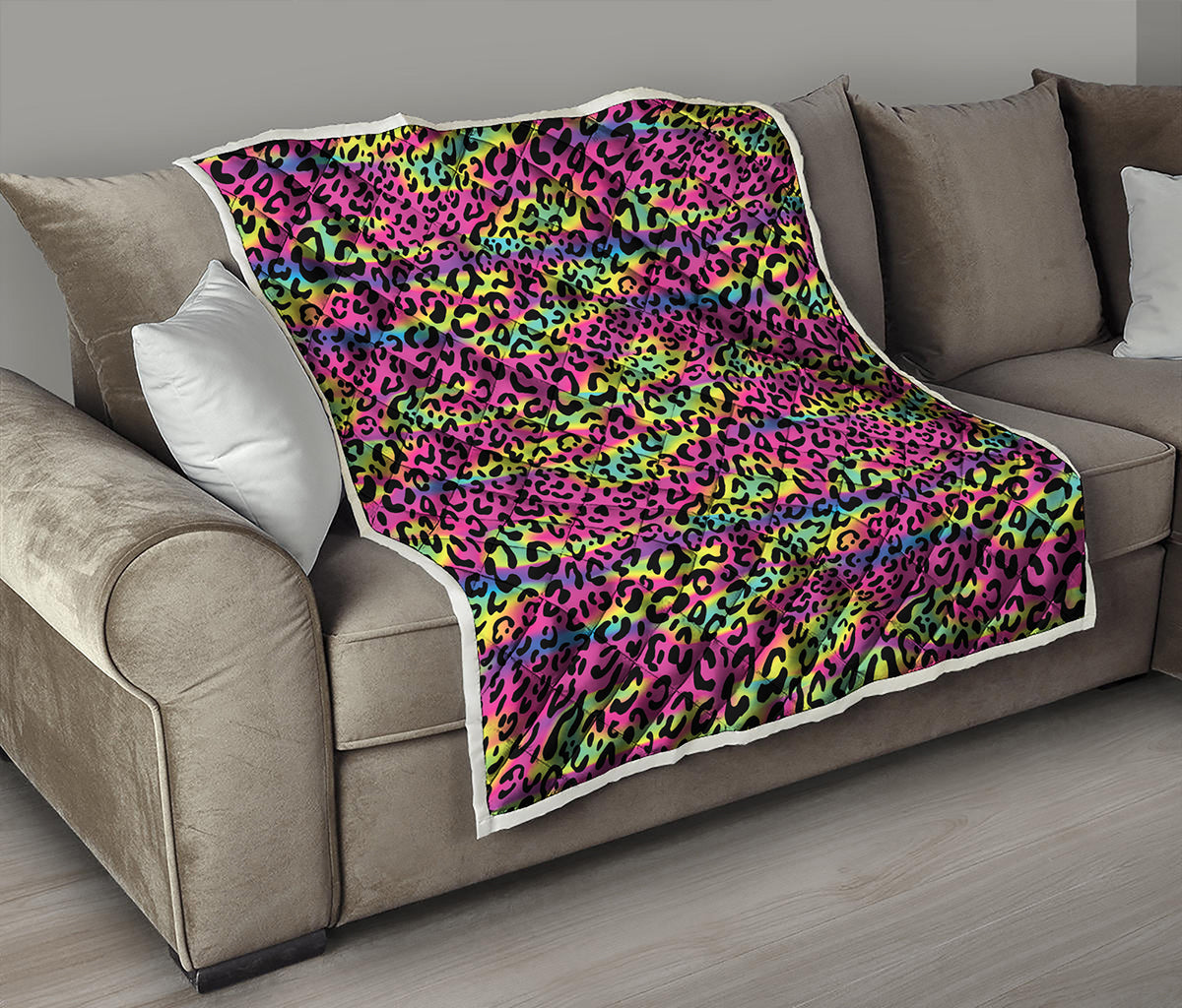 Trippy Psychedelic Leopard Print Quilt