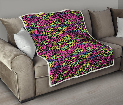 Trippy Psychedelic Leopard Print Quilt