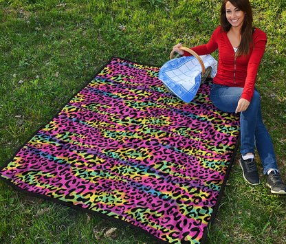 Trippy Psychedelic Leopard Print Quilt