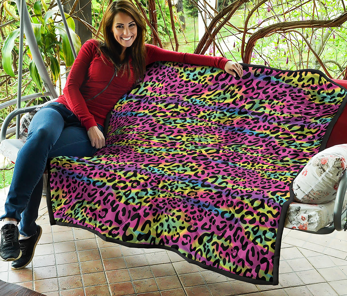 Trippy Psychedelic Leopard Print Quilt