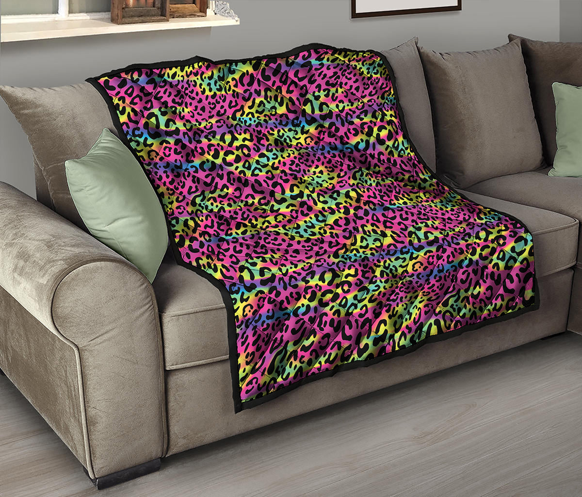 Trippy Psychedelic Leopard Print Quilt