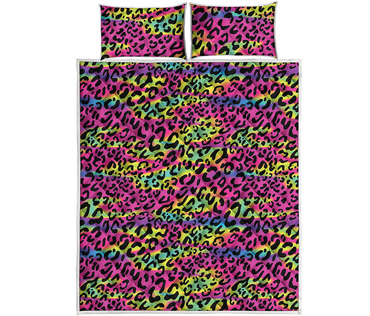 Trippy Psychedelic Leopard Print Quilt Bed Set