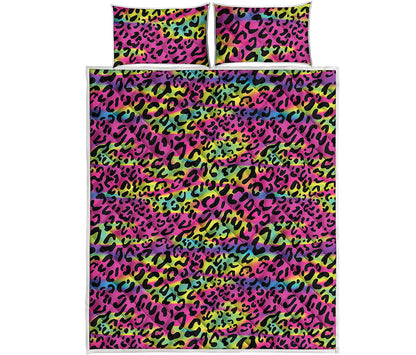Trippy Psychedelic Leopard Print Quilt Bed Set