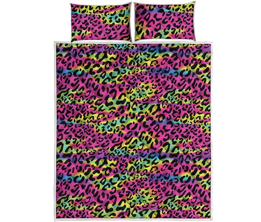 Trippy Psychedelic Leopard Print Quilt Bed Set