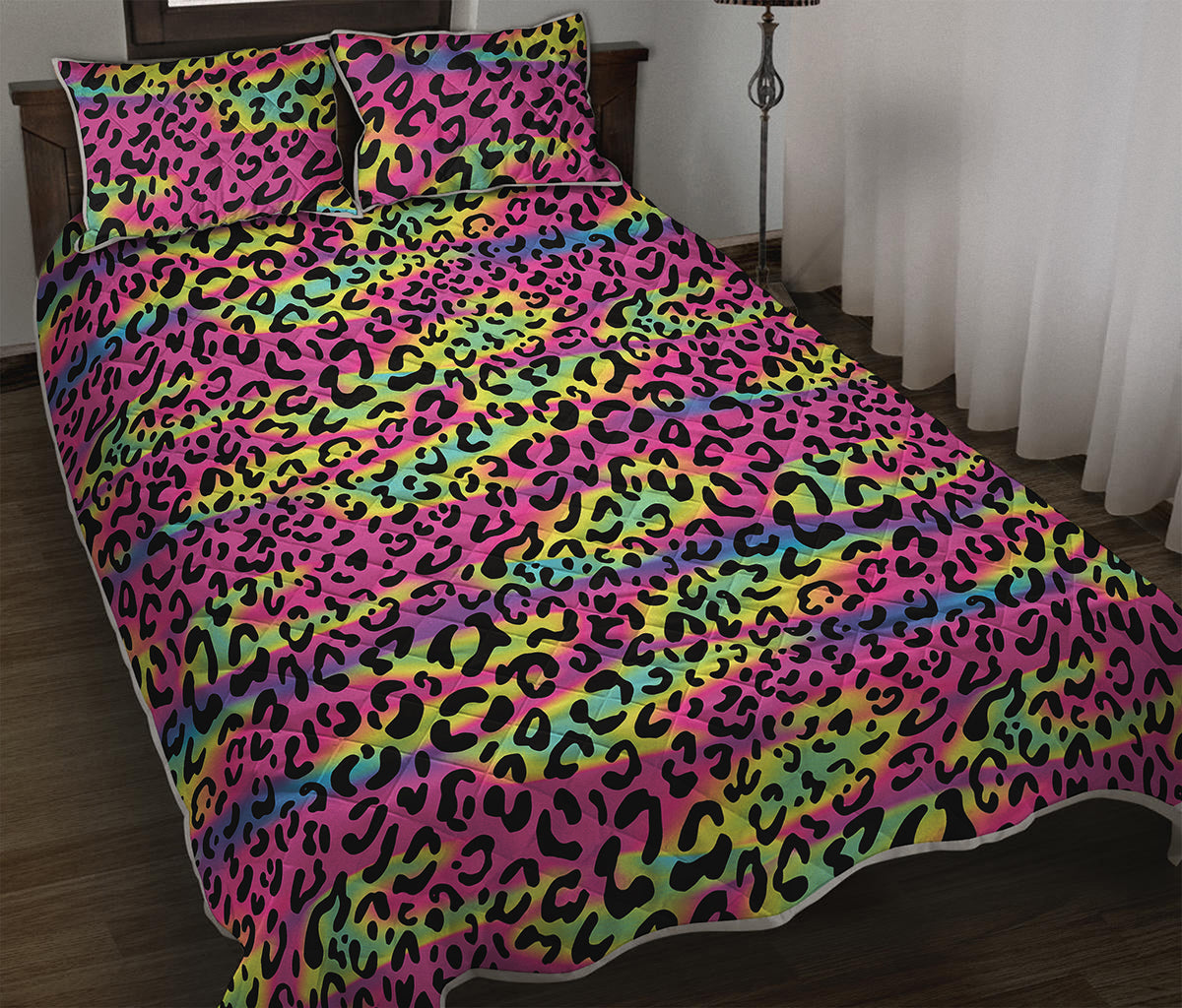Trippy Psychedelic Leopard Print Quilt Bed Set