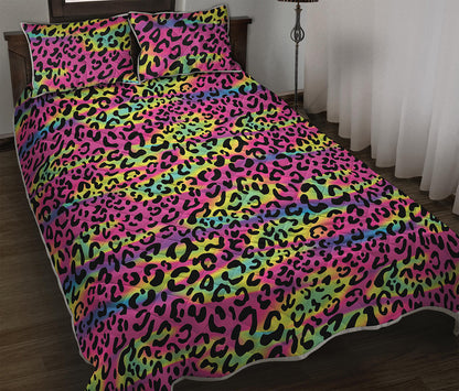 Trippy Psychedelic Leopard Print Quilt Bed Set