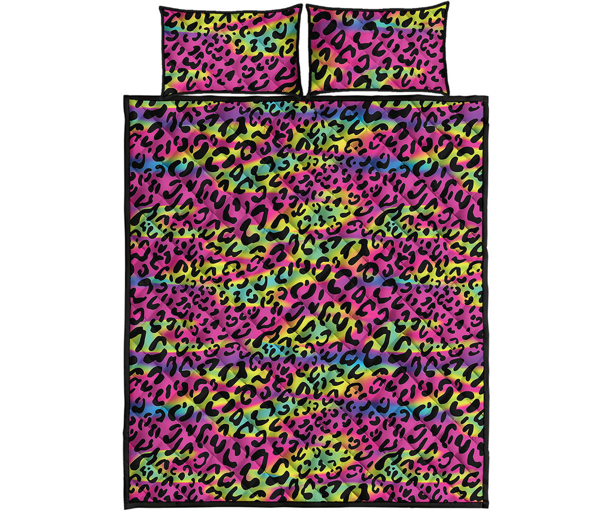 Trippy Psychedelic Leopard Print Quilt Bed Set