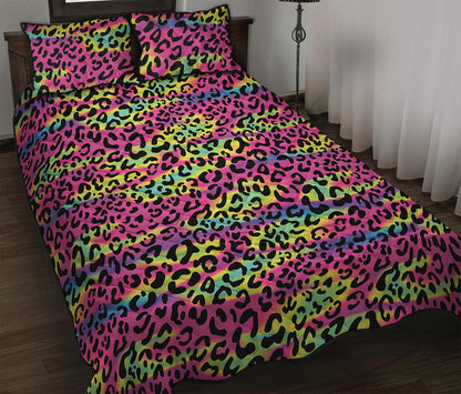 Trippy Psychedelic Leopard Print Quilt Bed Set