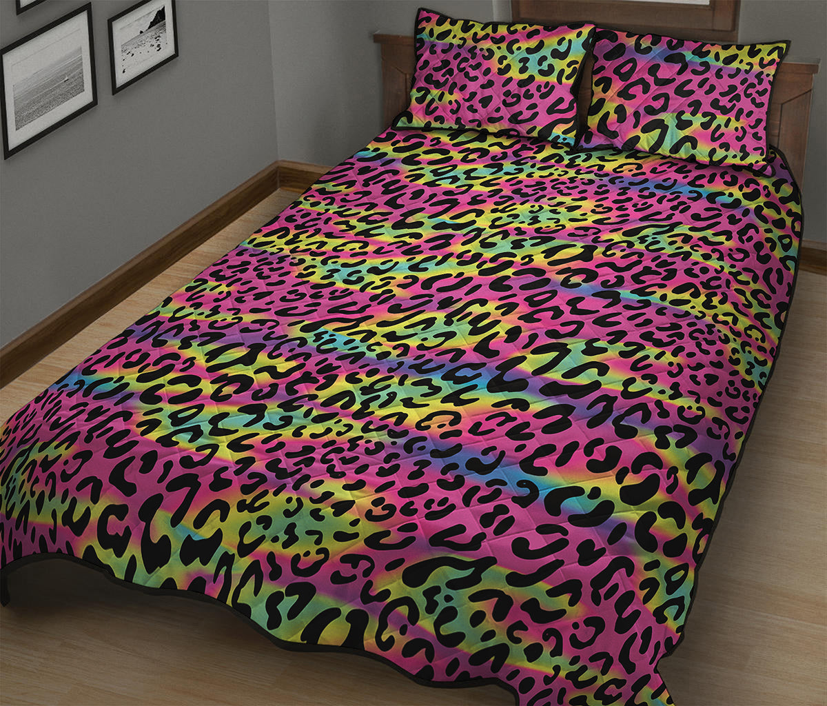 Trippy Psychedelic Leopard Print Quilt Bed Set
