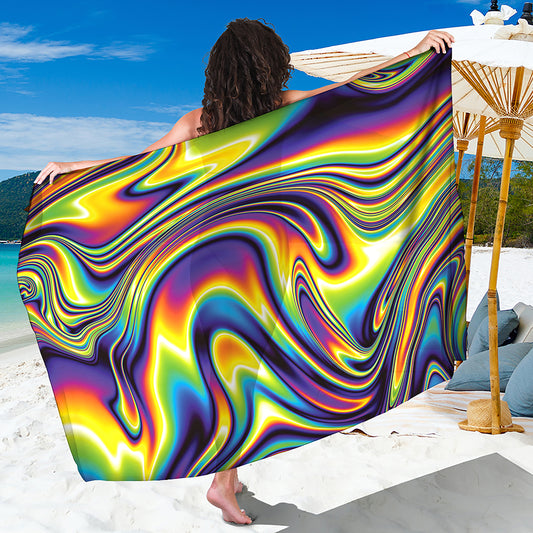 Trippy Rave Print Beach Sarong Wrap