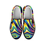 Trippy Rave Print Black Slip On Shoes