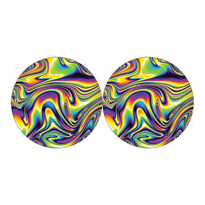 Trippy Rave Print Car Coasters