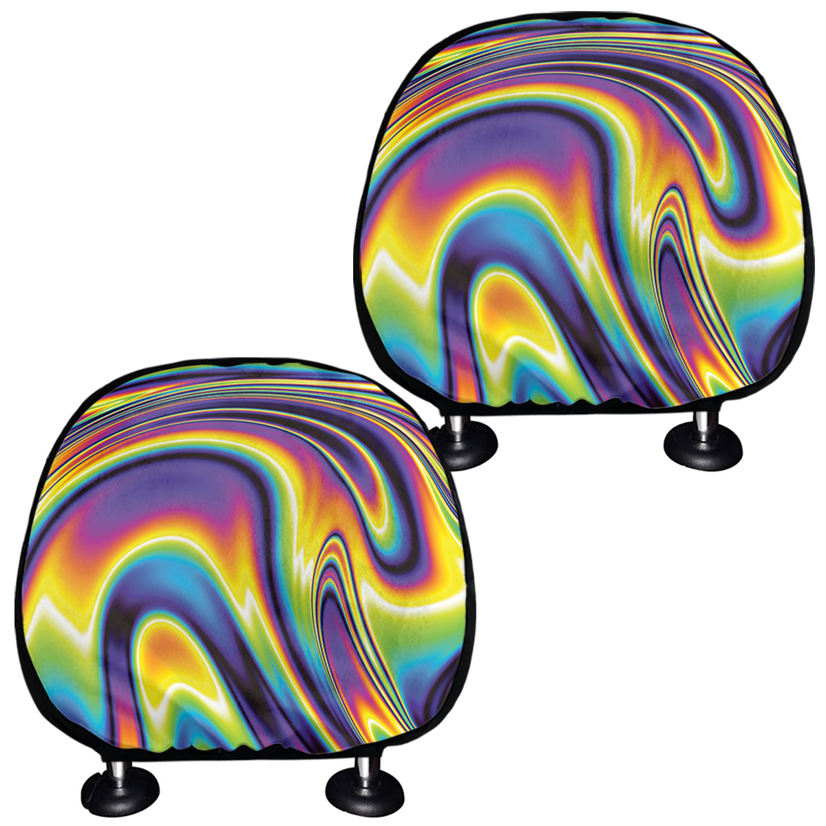 Trippy Rave Print Car Headrest Covers