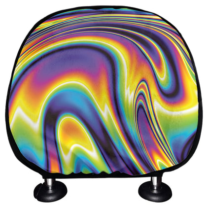 Trippy Rave Print Car Headrest Covers
