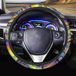Trippy Rave Print Car Steering Wheel Cover