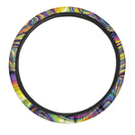 Trippy Rave Print Car Steering Wheel Cover
