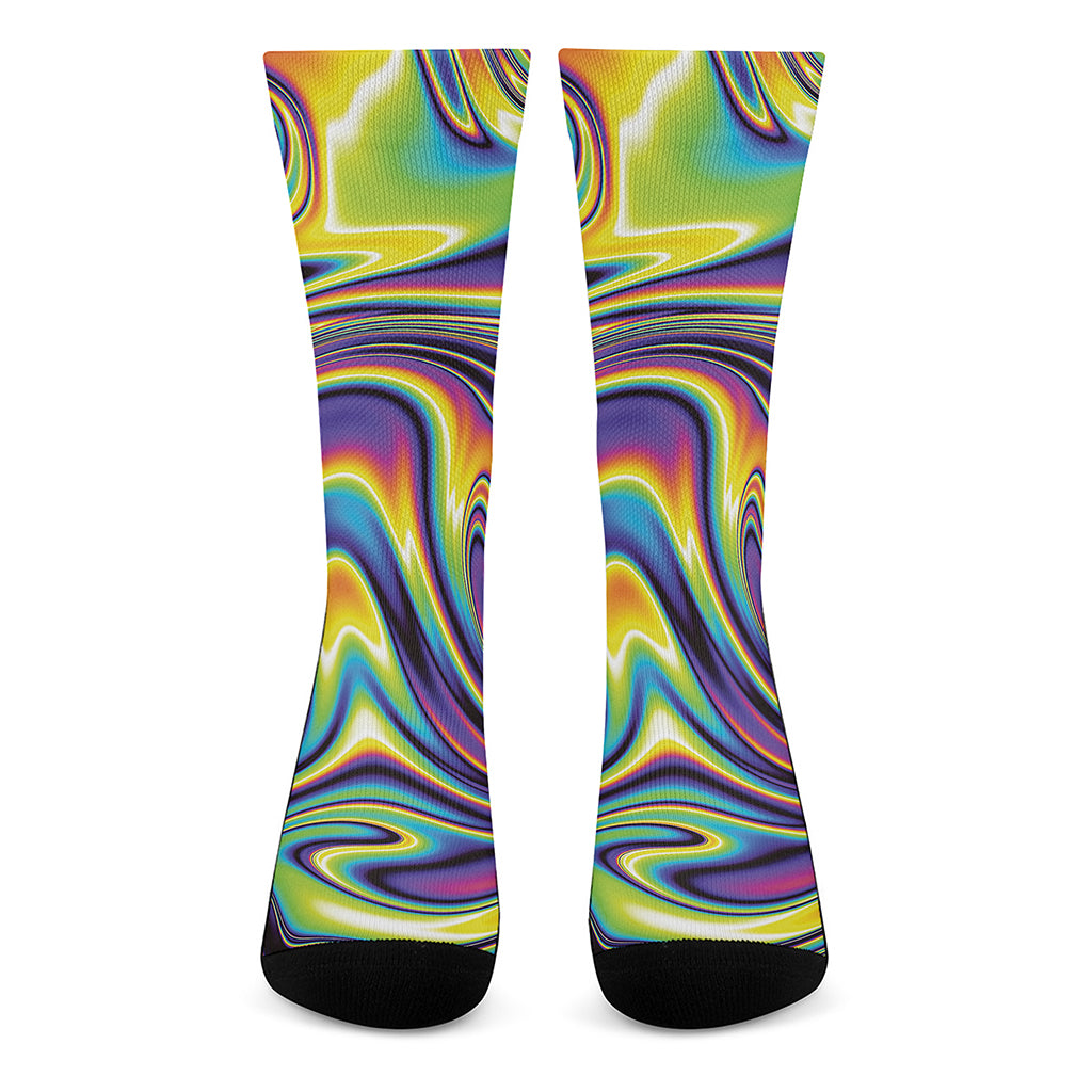 Trippy Rave Print Crew Socks