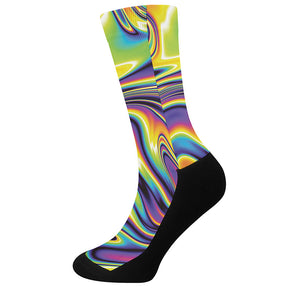 Trippy Rave Print Crew Socks