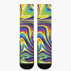 Trippy Rave Print Crew Socks