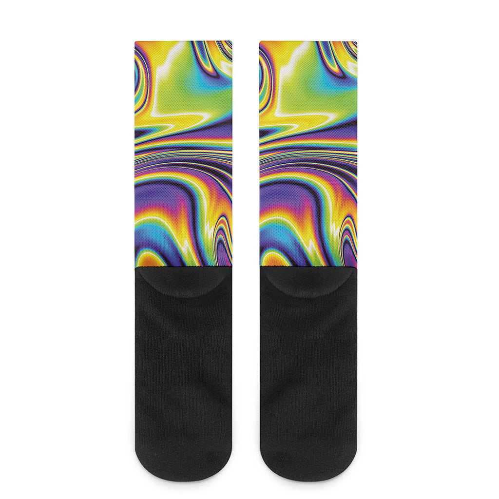 Trippy Rave Print Crew Socks