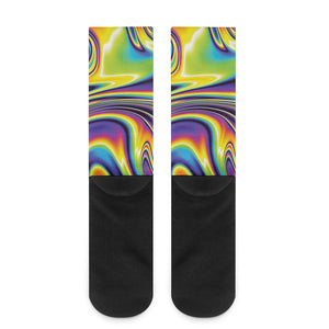 Trippy Rave Print Crew Socks