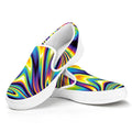 Trippy Rave Print White Slip On Sneakers