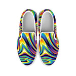 Trippy Rave Print White Slip On Shoes