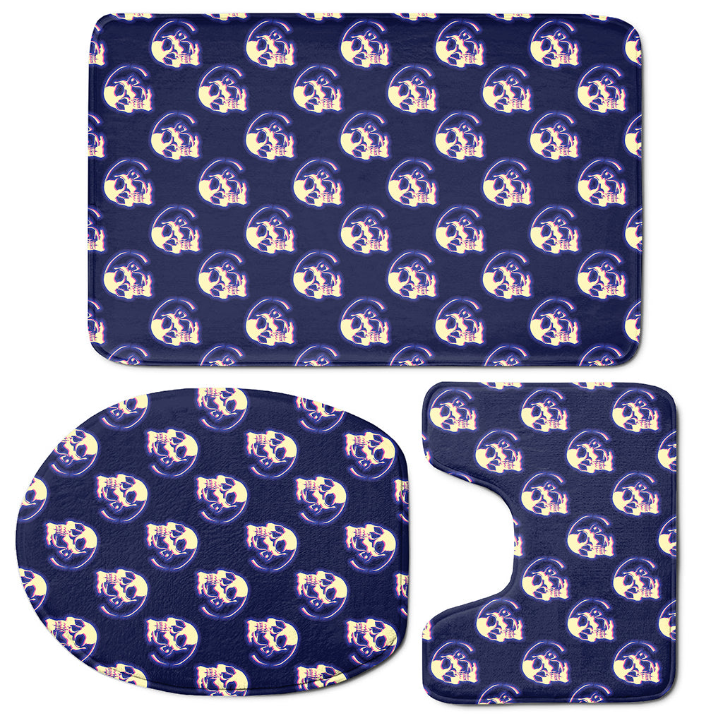 Trippy Skull Pattern Print 3 Piece Bath Mat Set