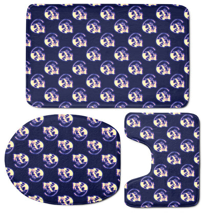 Trippy Skull Pattern Print 3 Piece Bath Mat Set