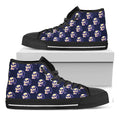Trippy Skull Pattern Print Black High Top Sneakers