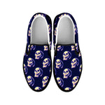 Trippy Skull Pattern Print Black Slip On Shoes