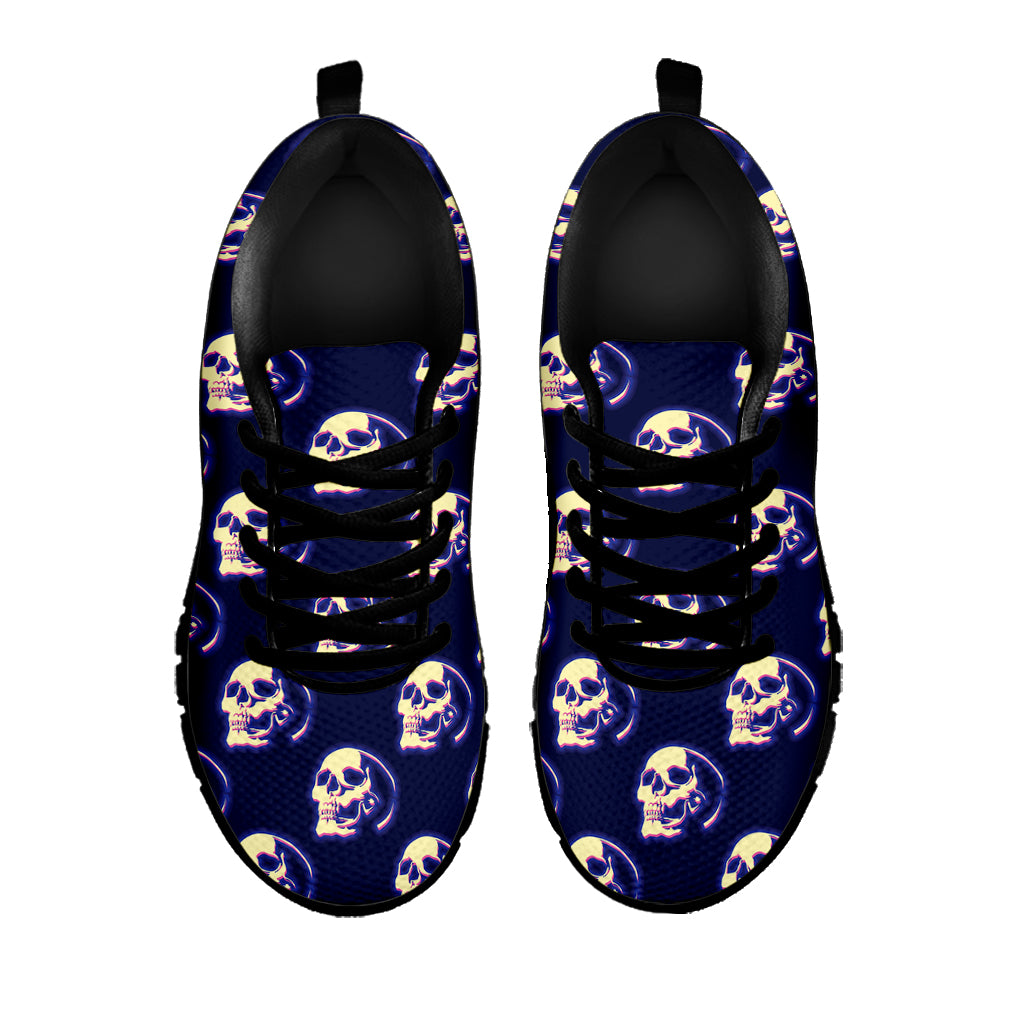 Trippy Skull Pattern Print Black Sneakers