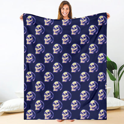 Trippy Skull Pattern Print Blanket