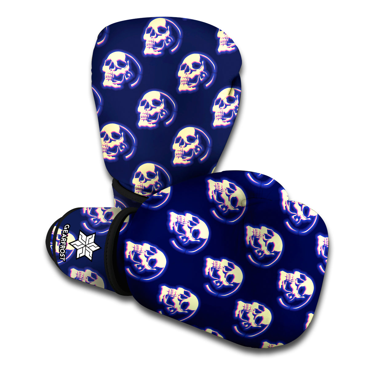 Trippy Skull Pattern Print Boxing Gloves