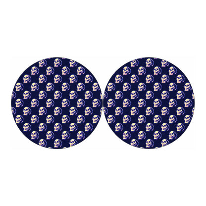 Trippy Skull Pattern Print Car Coasters