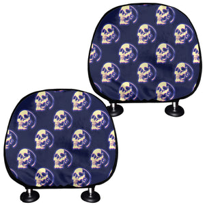 Trippy Skull Pattern Print Car Headrest Covers