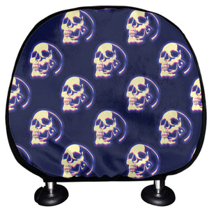 Trippy Skull Pattern Print Car Headrest Covers