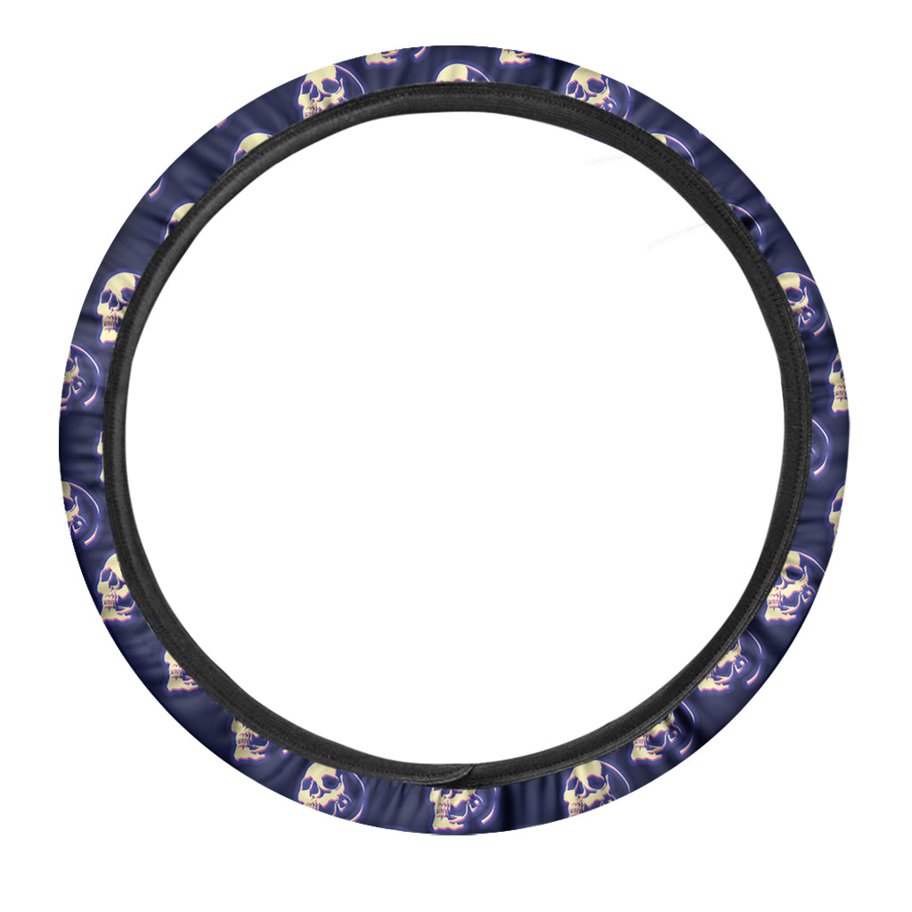 Trippy Skull Pattern Print Car Steering Wheel Cover