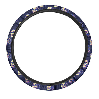 Trippy Skull Pattern Print Car Steering Wheel Cover